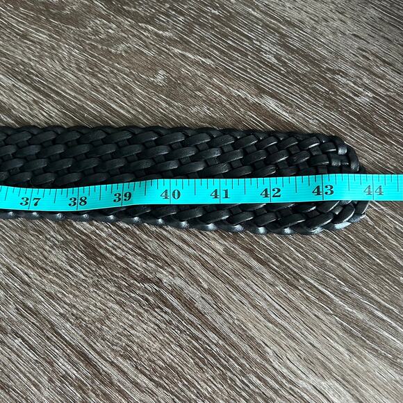 EUC Michael Kors Black Braided Leather Belt Silver Buckle Medium Classic Chic MK - Picture 13 of 13